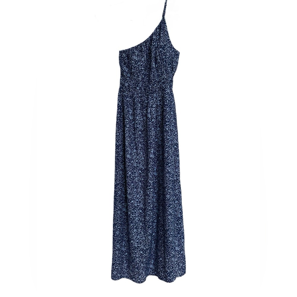 Abercrombie & Fitch One Shoulder Maxi Dress Blue Floral Smocked NWT Medium